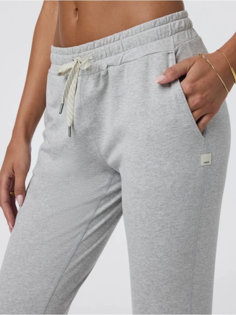Vuori Light Gray Women's Pull-On Athletic Shorts with Drawstring